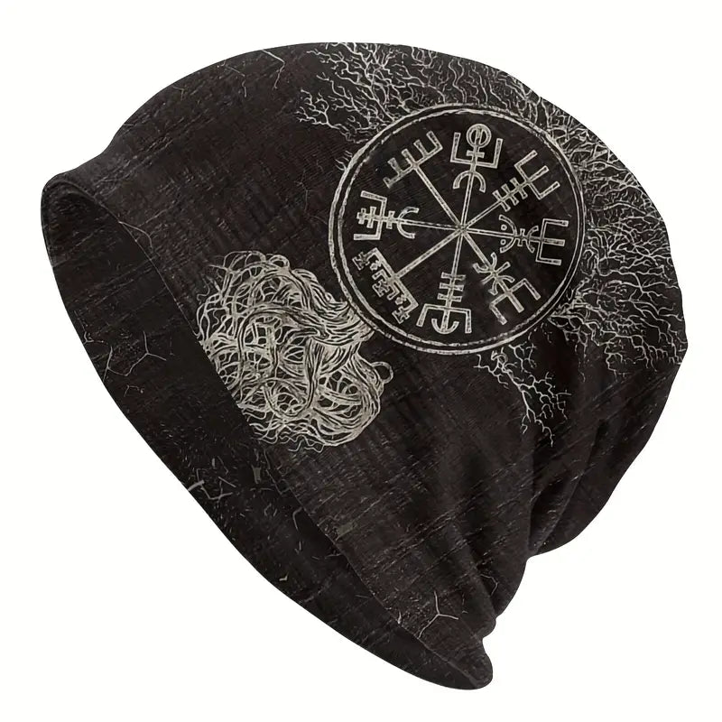 Wikinger Beanie – Vegvisir Runen Braun